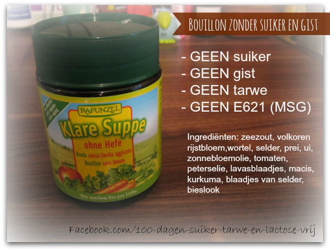 Groentenbouillon zonder suiker, tarwe of gist