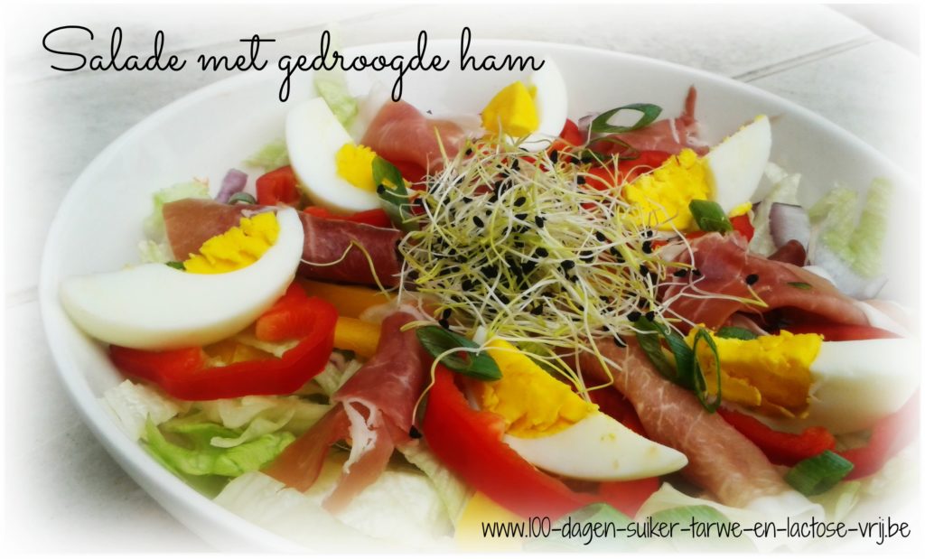 Frisse salade met gedroogde ham - suikervrij!